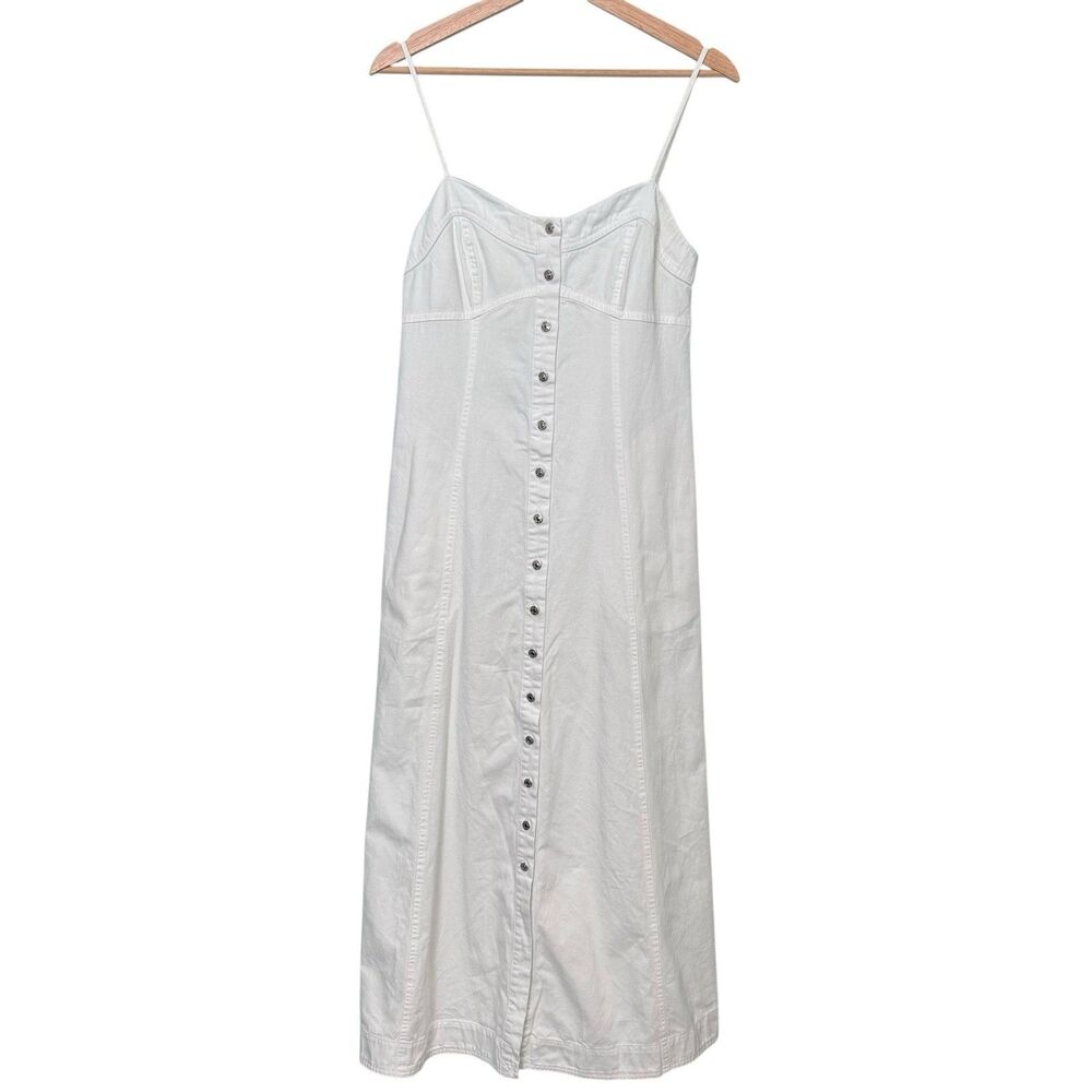 Free People Just Jill Denim Maxi Dress Small White Jean Bohemian Festival
